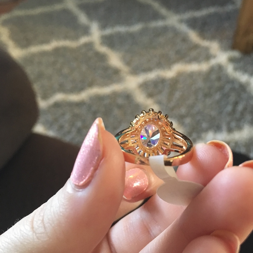 Brilliant White Topaz and Zircon Studded Gold Ring - Picture 6 of 7